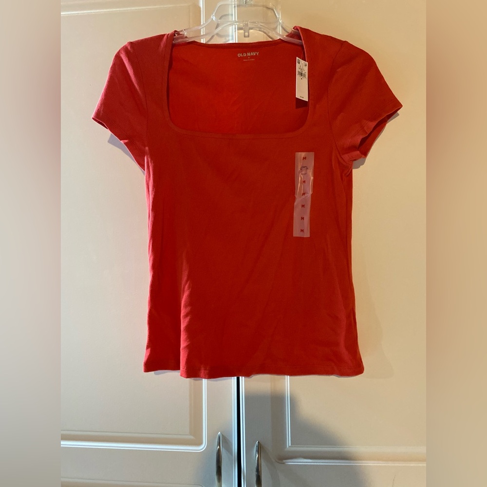 NWT Old Navy Women's Bright Red Square Neck Tee